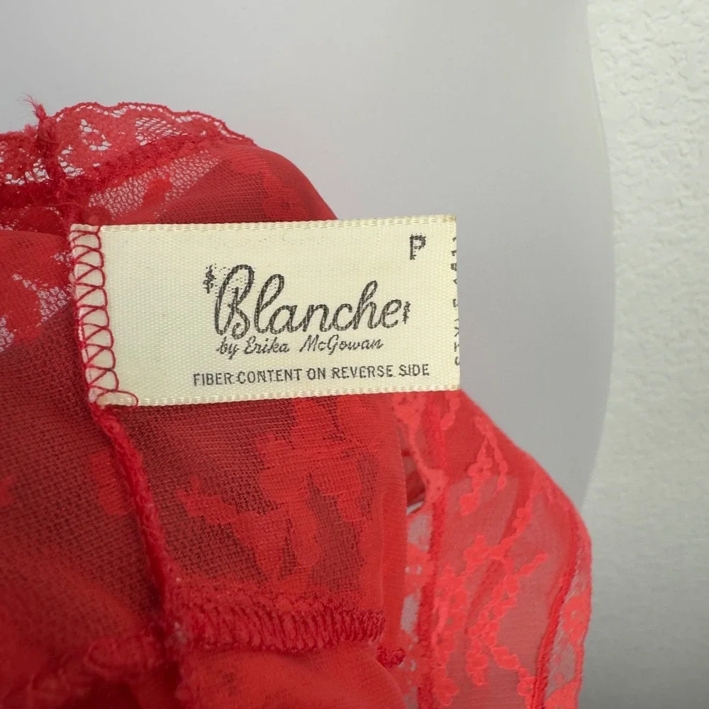 Blanche by Erika McGowan Babydoll Chemise Nightie Womens P Red Lace VTG Romantic